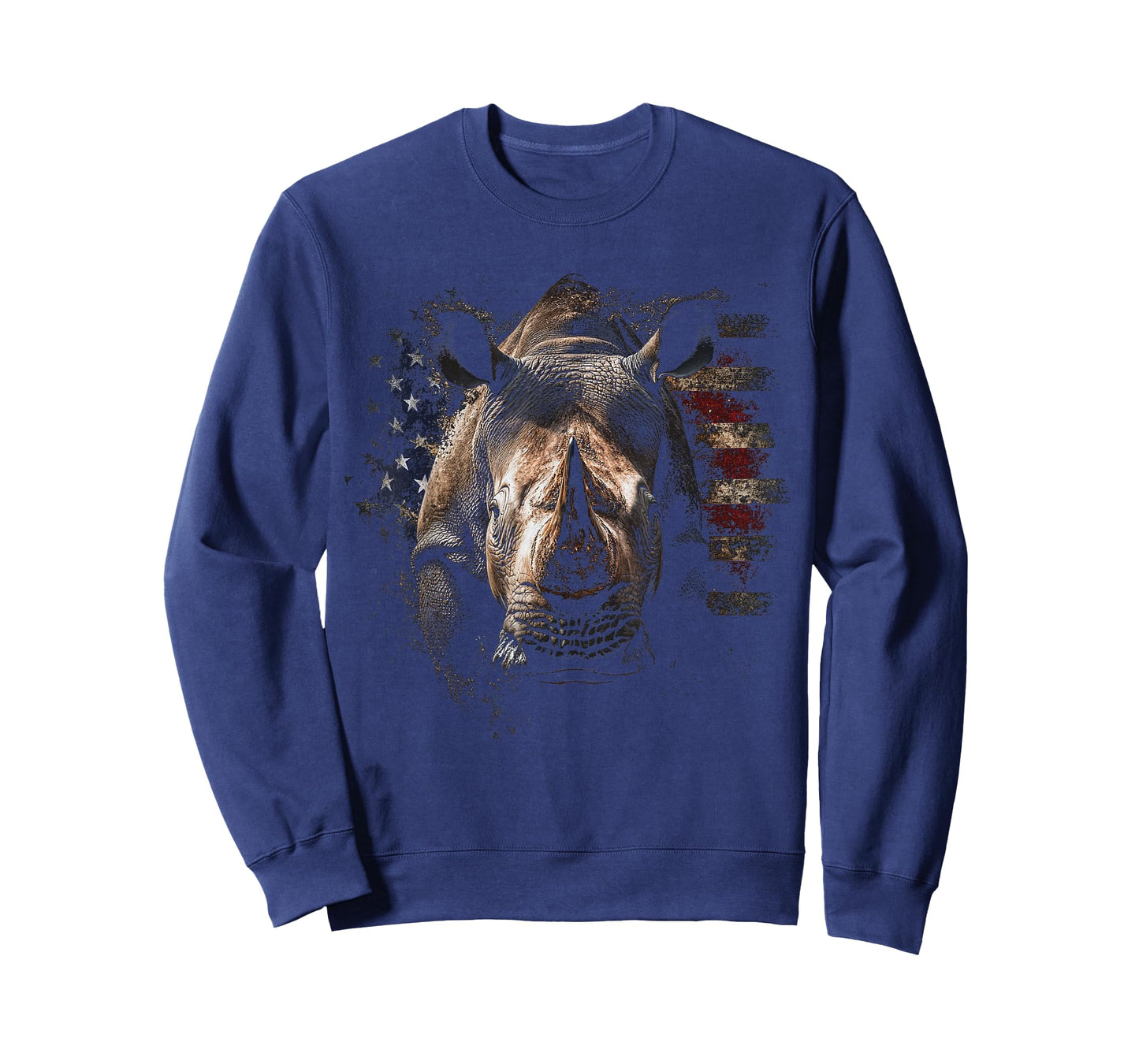 Patriotic Rhino Vintage American Flag Design T-Shirt
