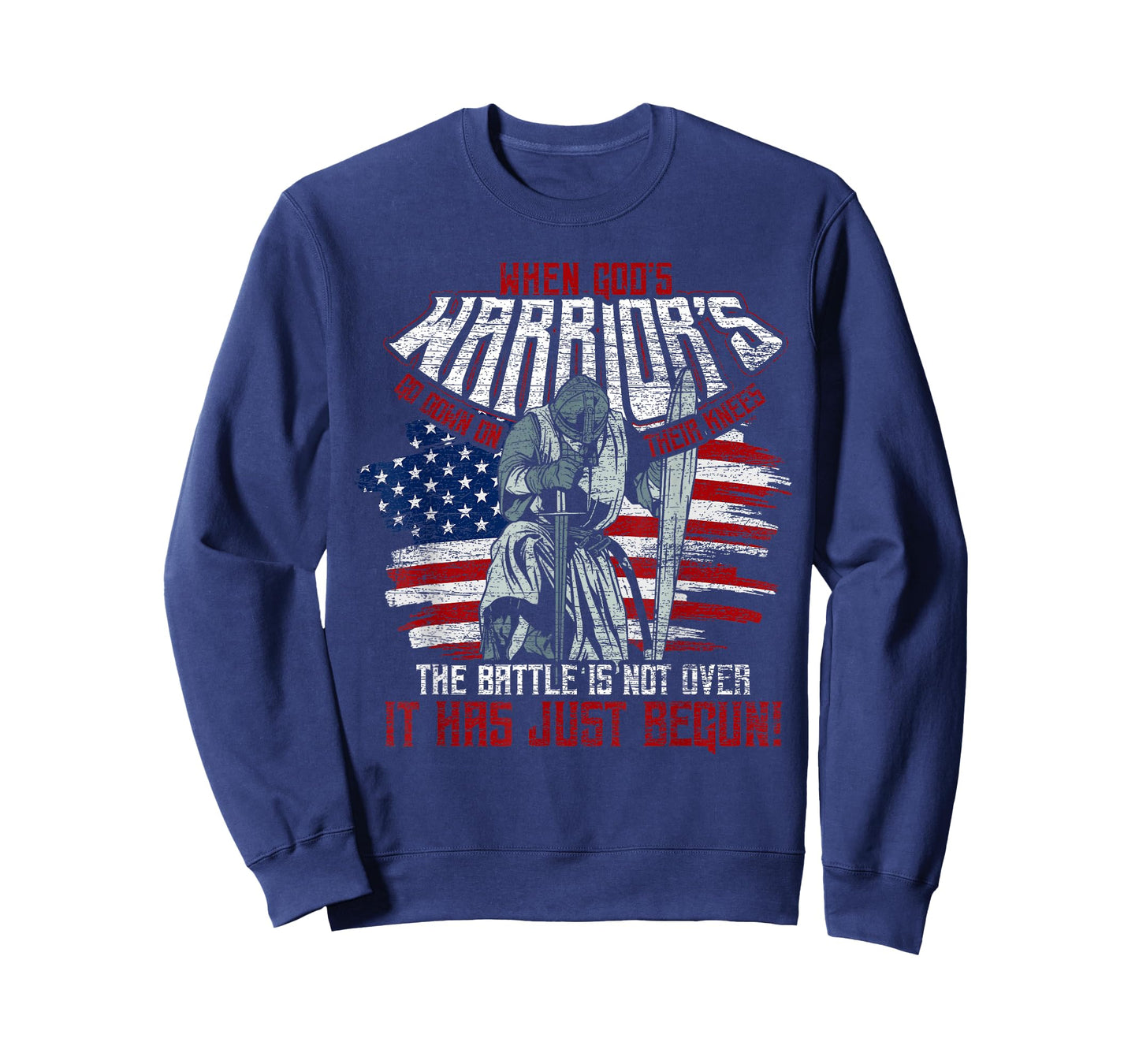 USA Flag When Gods Warriors Go Down On Their Knees Jesus T-Shirt