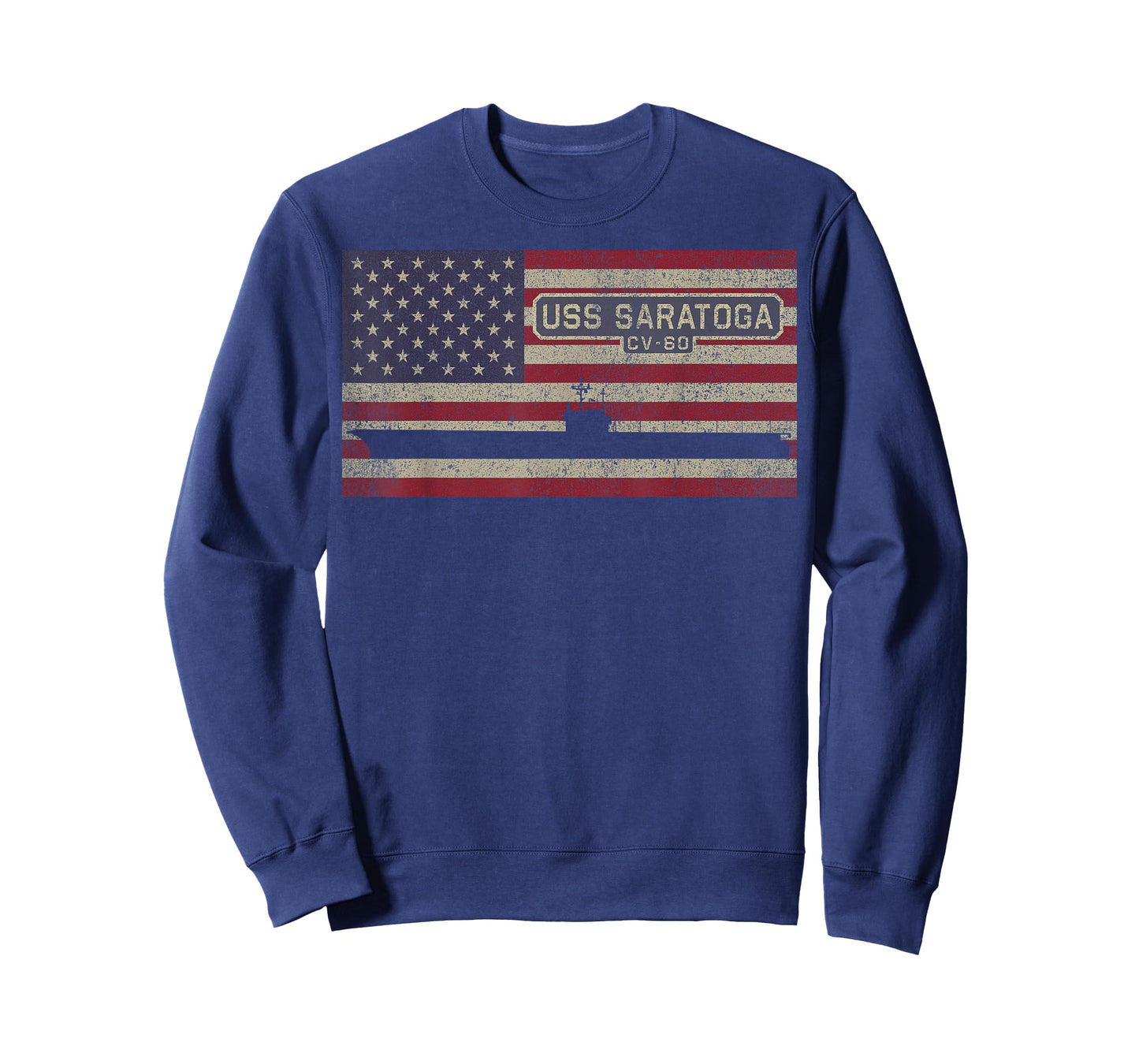 USS Saratoga CV-60 Aircraft Carrier American Flag T-Shirt