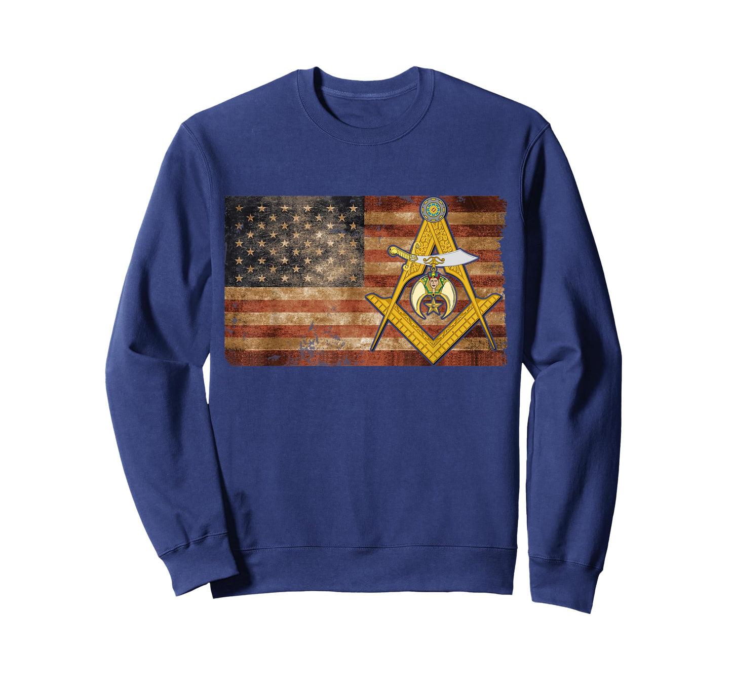 Shriners USA Flag Emblem Compass & Square Mason Father's Day T-Shirt