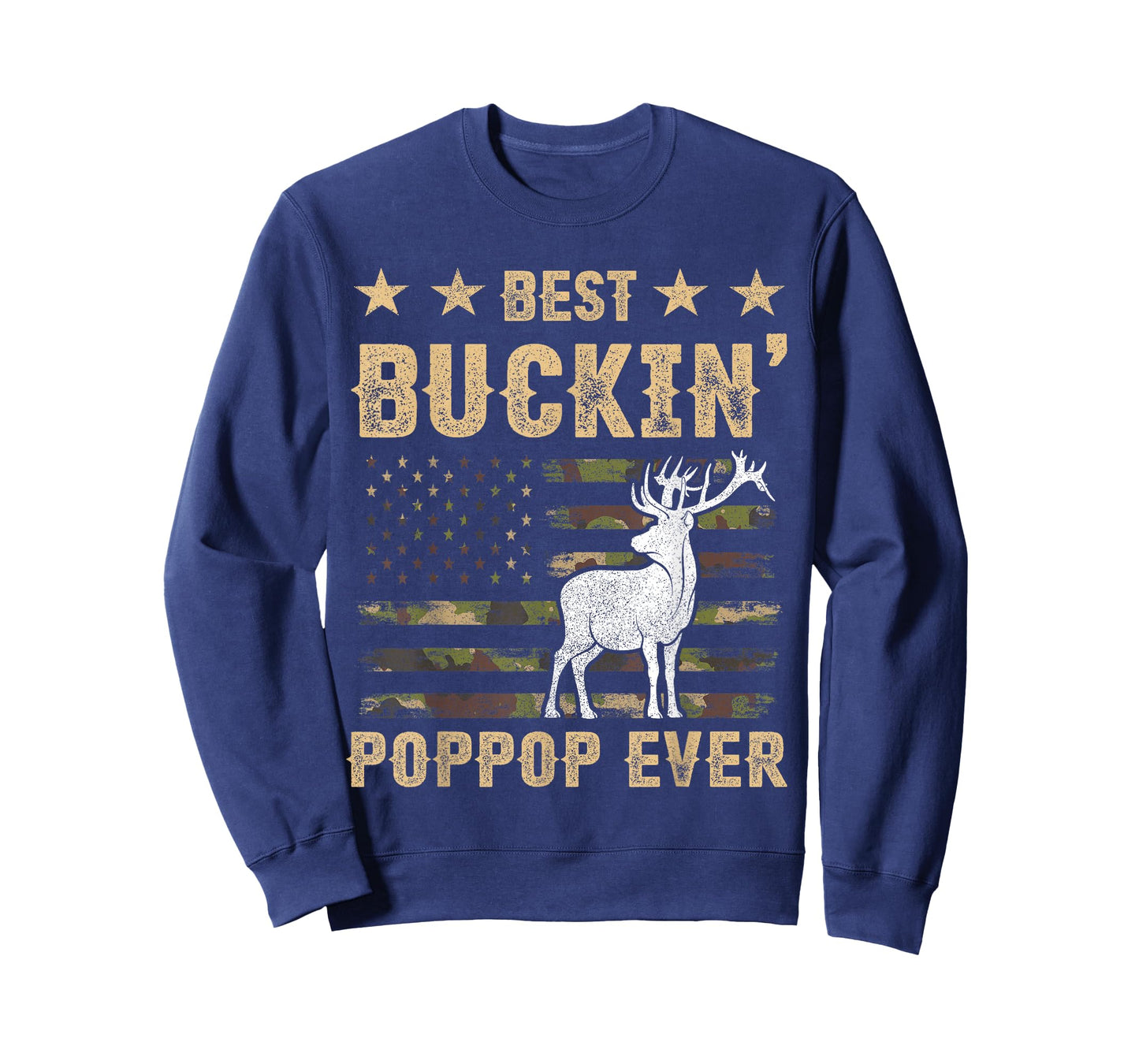 Best Buckin' Poppop Ever Apparel, American Flag Camo Hunting T-Shirt