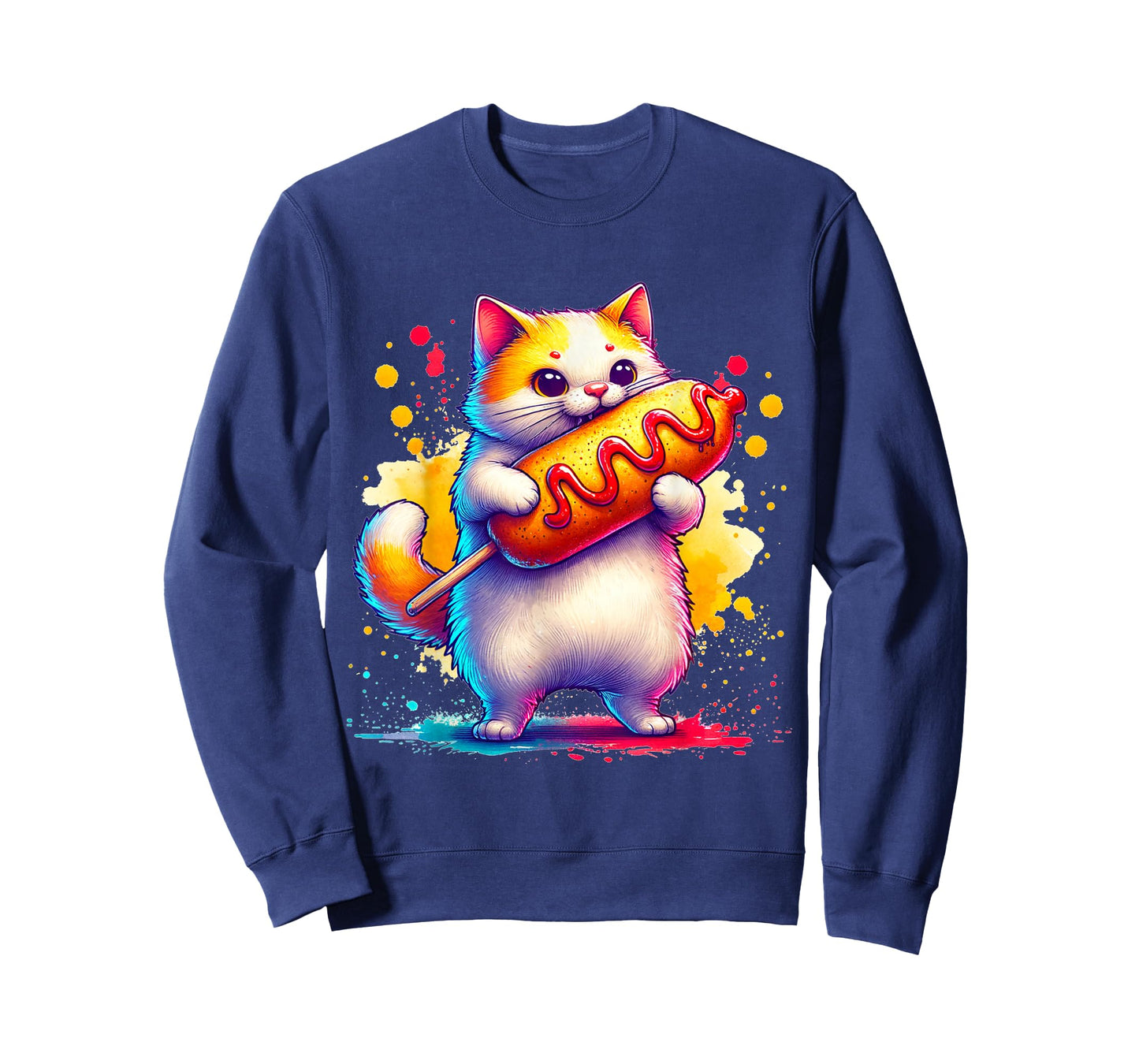 Cute Cat Eating Corndog. Funny Cats And Corndogs Lover T-Shirt