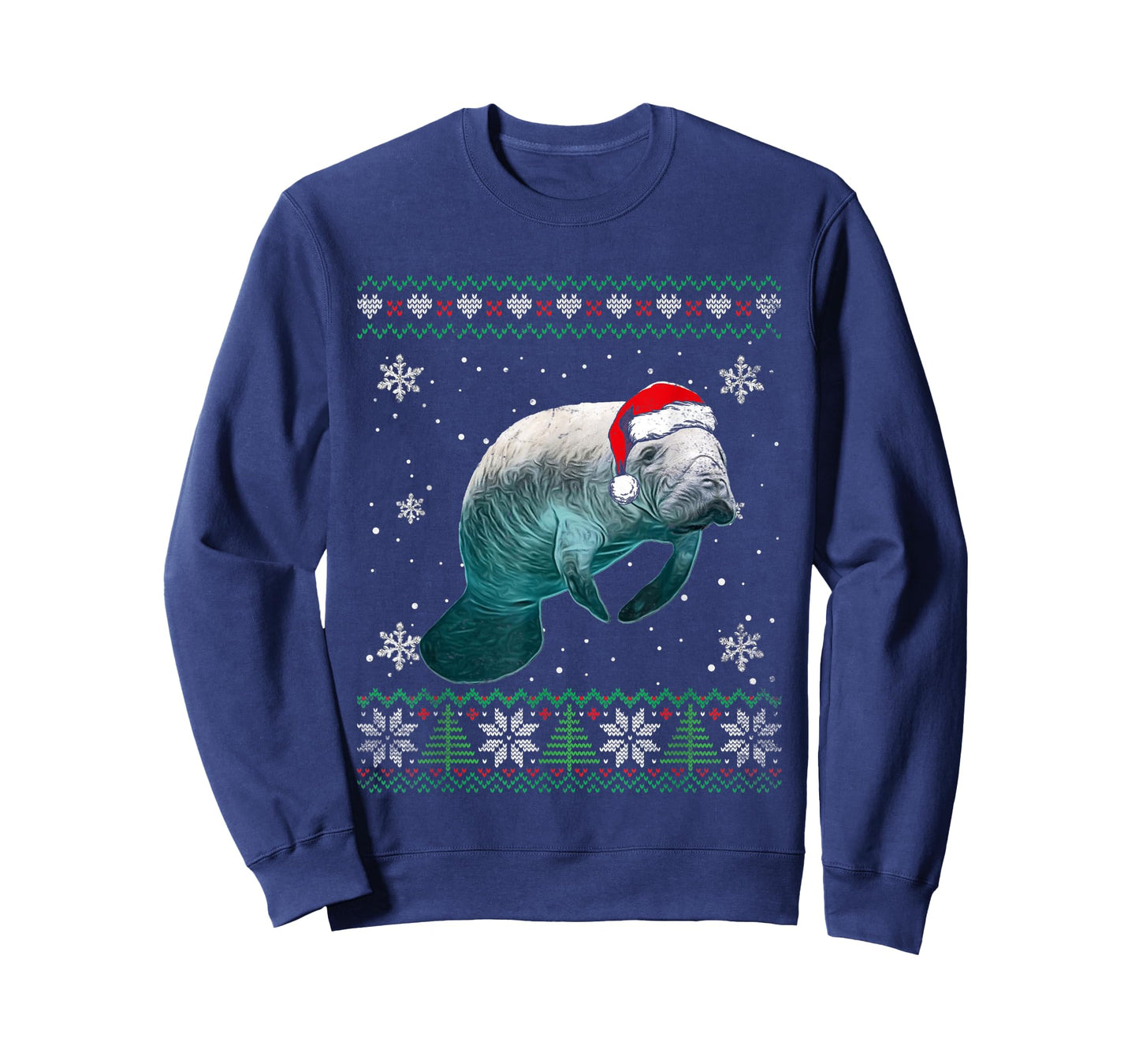 Santa Manatee Ugly Sweater Animals Christmas Pajama T-Shirt