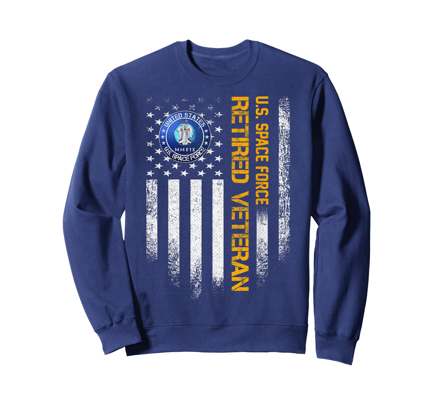 Vintage American Flag US Space Force Proud Retired Veteran T-Shirt
