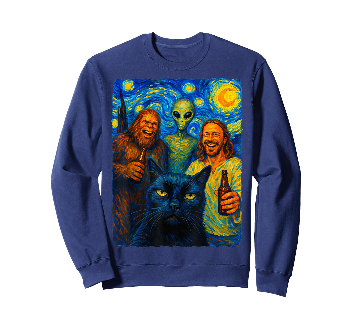 Cat Selfie Bigfoot Jesus Alien T-Shirt