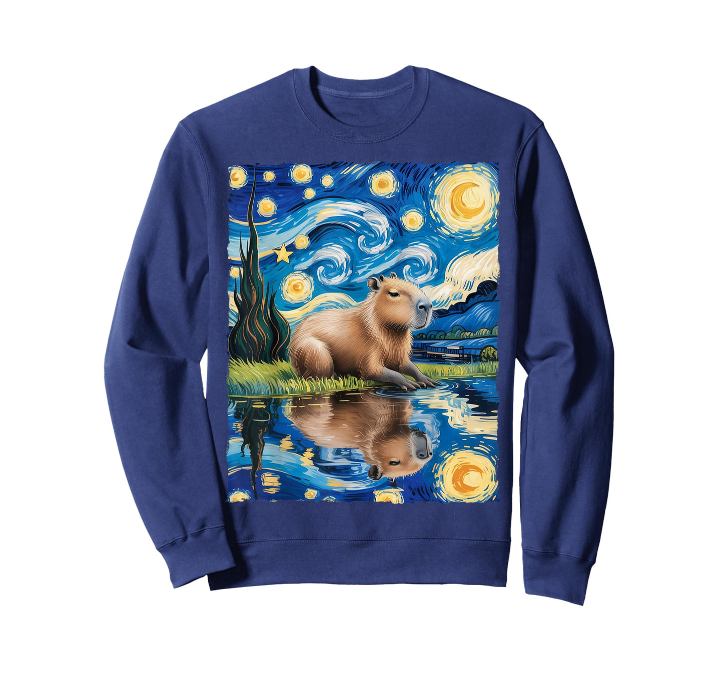 Funny Capybara Van Gogh Starry Night Art Rodent Capybara T-Shirt