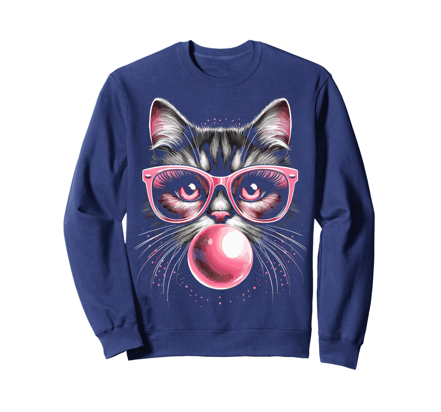 Cute Cat with Glasses and Bubblegum T-Shirt
