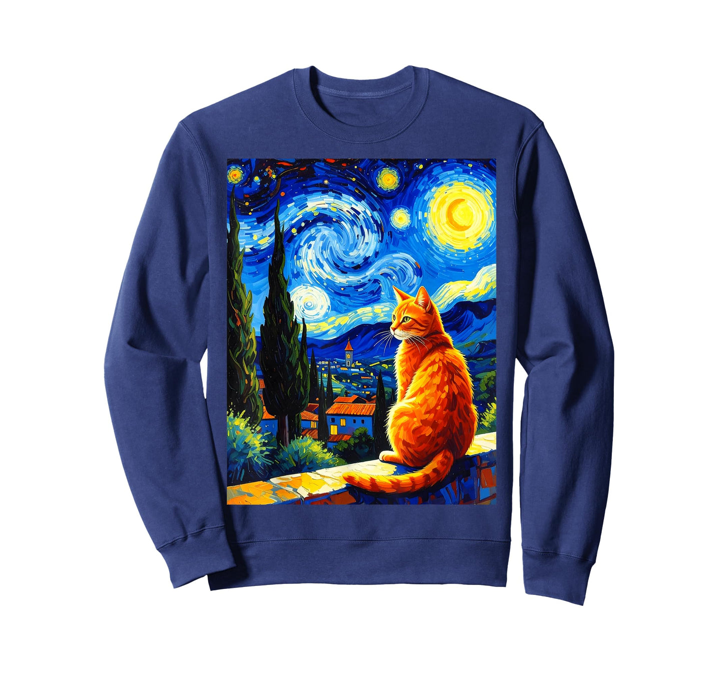 Van Gogh Starry Night Cat,Cat Mom, Cat Dad T-Shirt