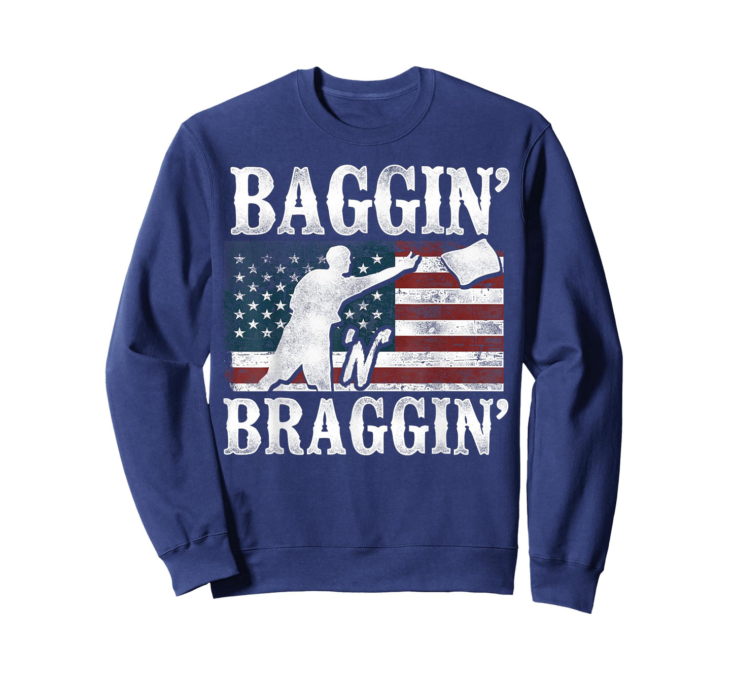Cornhole Team Bean Bag Player Champ American Flag Baggin' T-Shirt