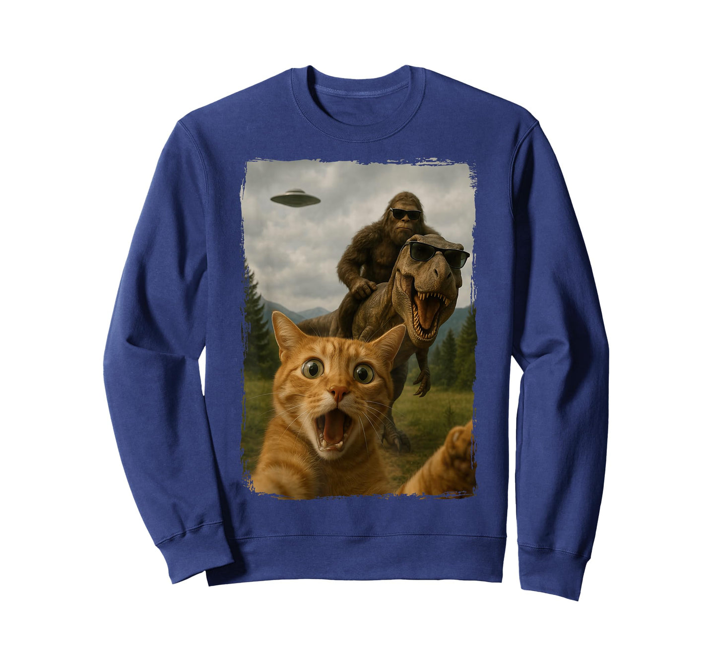 Cat T-Rex Bigfoot Ufo Selfie T-Shirt