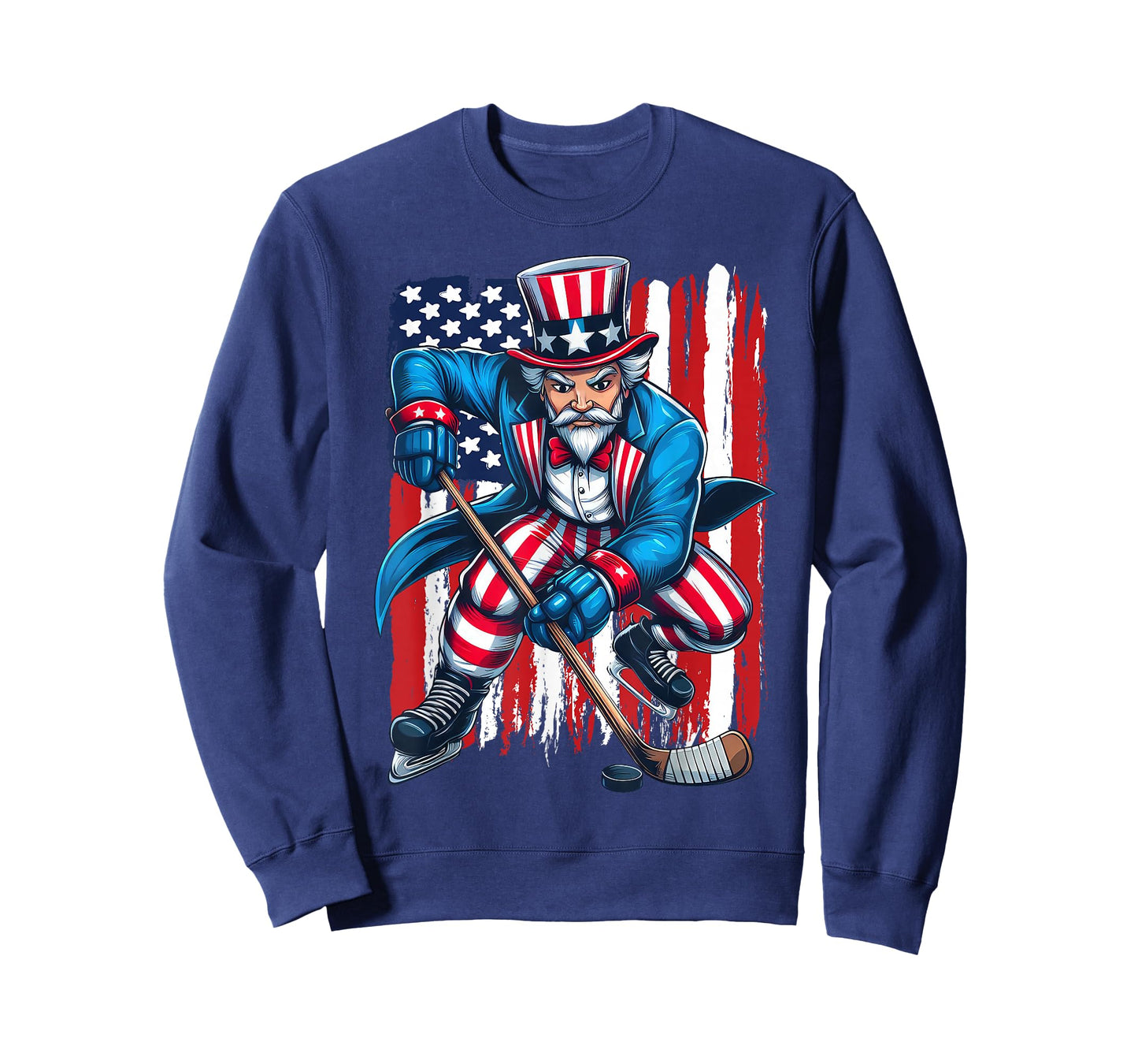Uncle Sam Hockey Player 4th of July American Flag T-Shirt