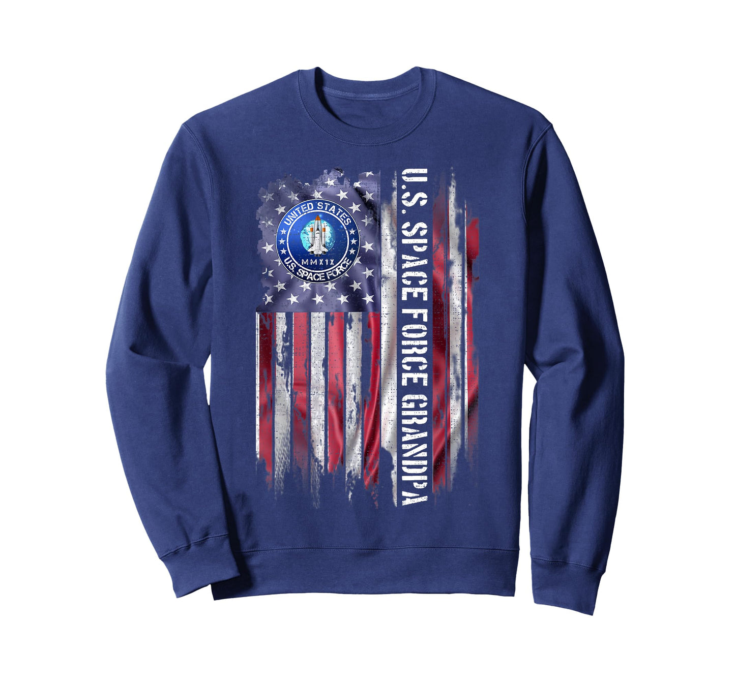 Vintage USA American Flag Proud US Space Force Grandpa Funny T-Shirt
