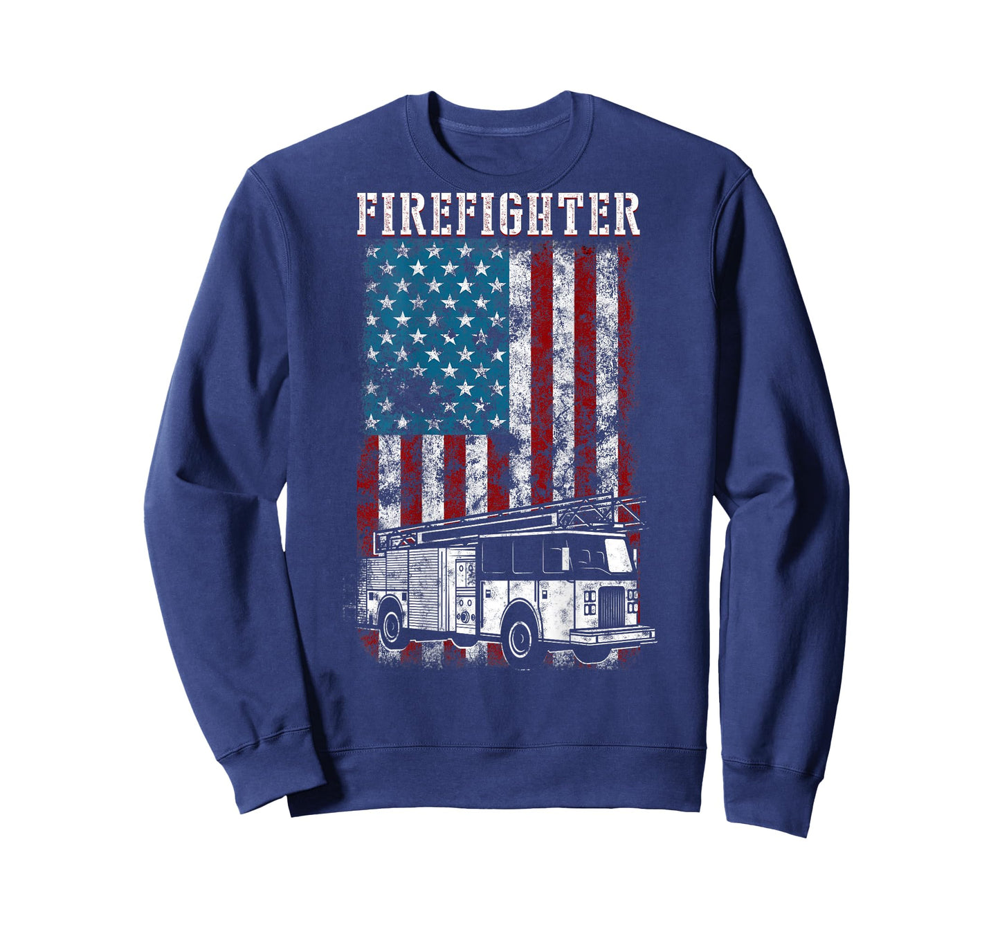 Fireman fire truck Distressed Firefighter American Flag T-Shirt