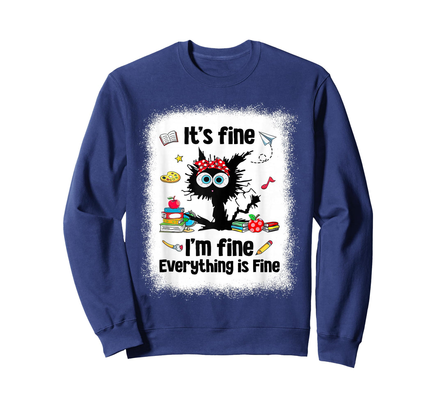Black Cat It's Fine I'm Fine Everything is Fine Teacher Life T-Shirt
