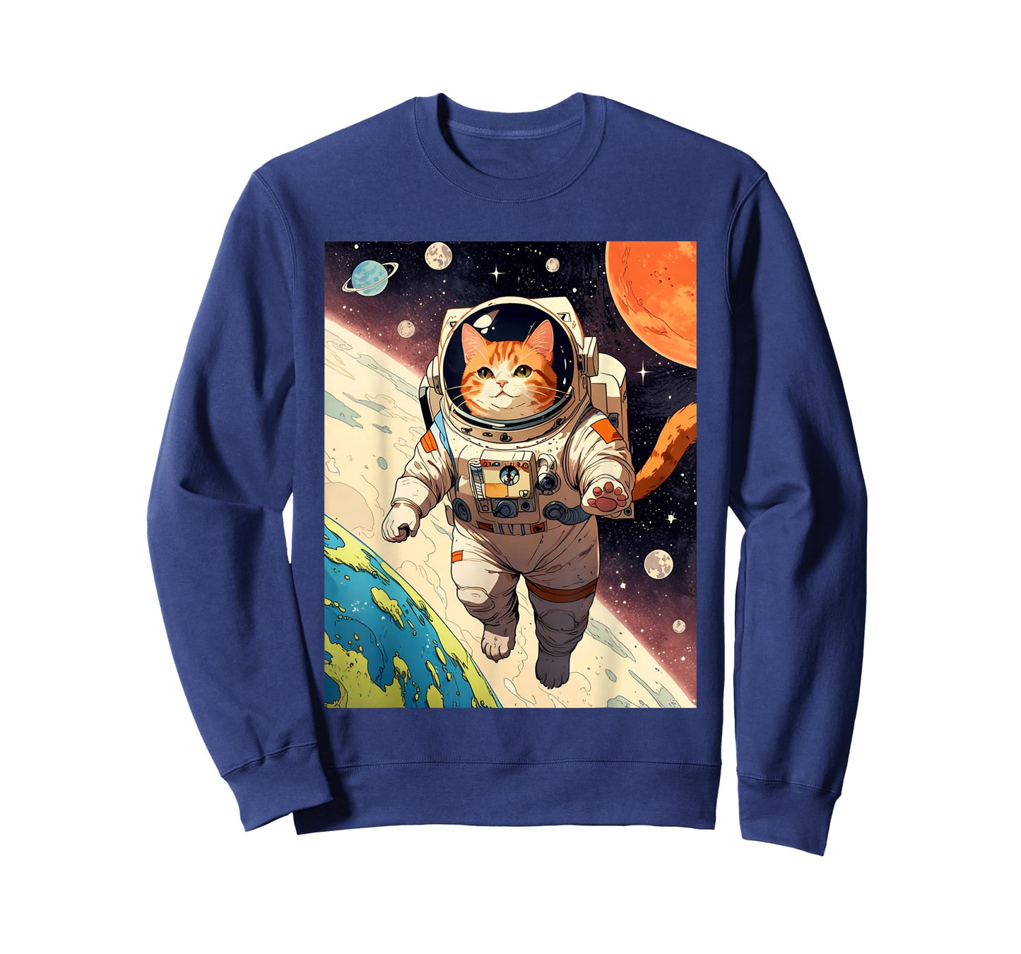 Astronaut Cat - Funny Space Cat Japanese Retro Kawaii Cute T-Shirt