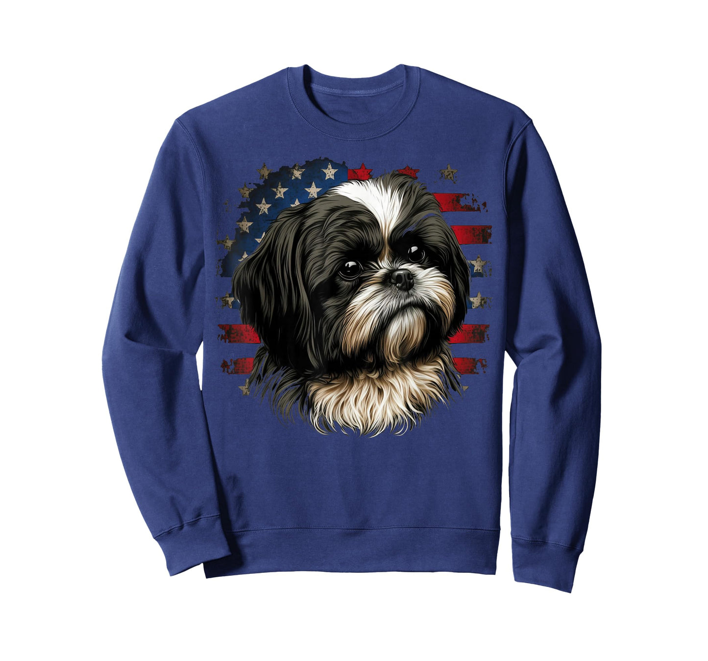 USA 4th Of July Shih Tzu on Patriotic American Shih Tzu T-Shirt