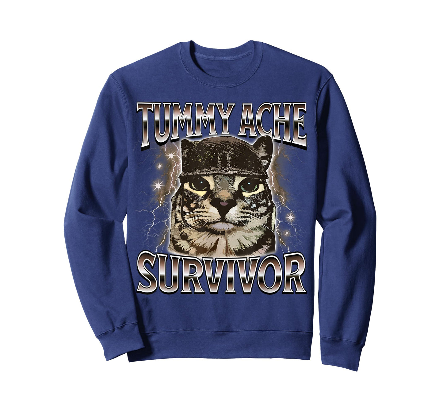 Tummy Ache Survivor Cat Meme Funny Saying Cats Animals T-Shirt