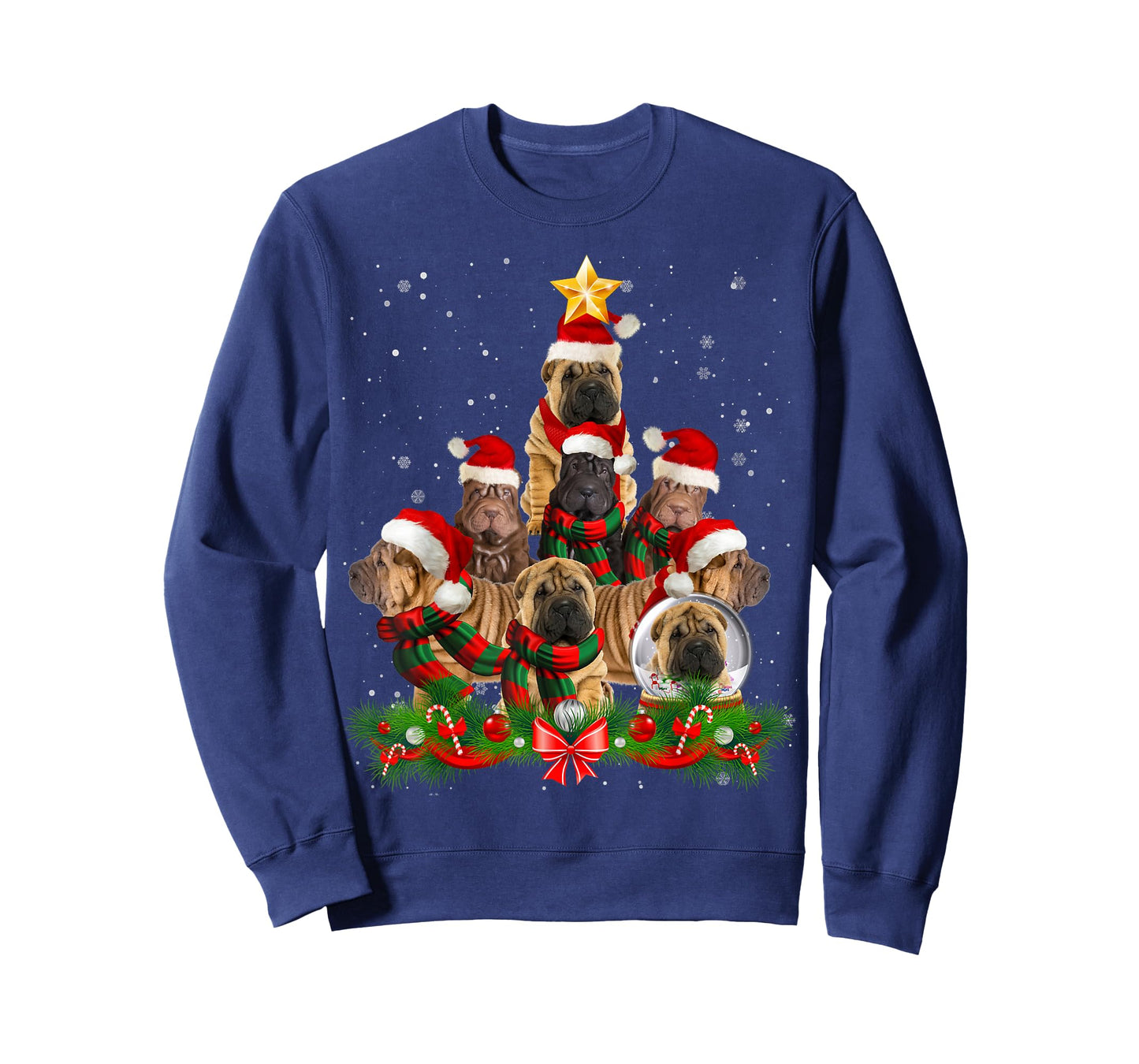 Funny Shar Pei Dog Christmas Tree T-Shirt for Men Women