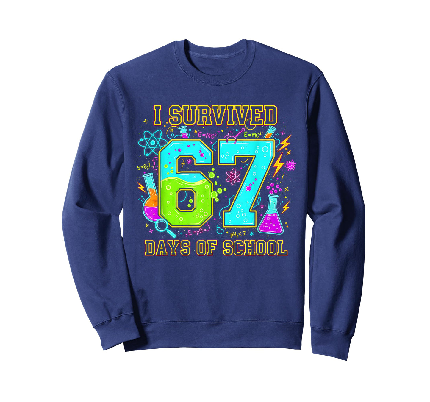 I Survived 67 Days of School Funny 67 Meme Retro Science T-Shirt