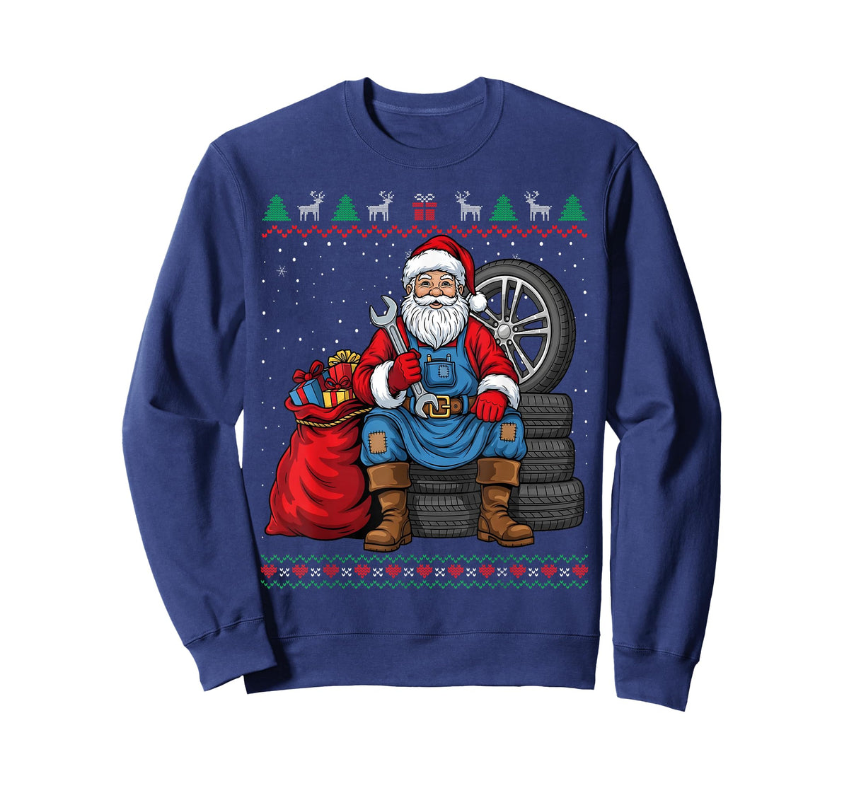 Mechanic Santa Claus Christmas Funny Ugly Sweater T-Shirt