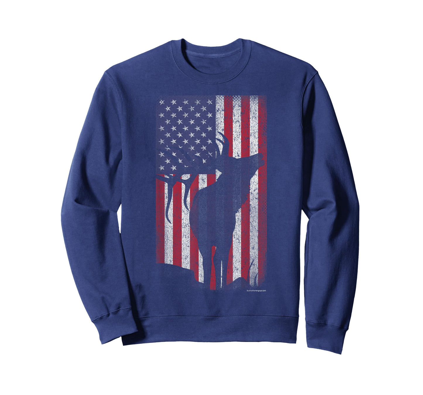 Elk Hunting Bugling Bull US Flag - American Retro T-Shirt