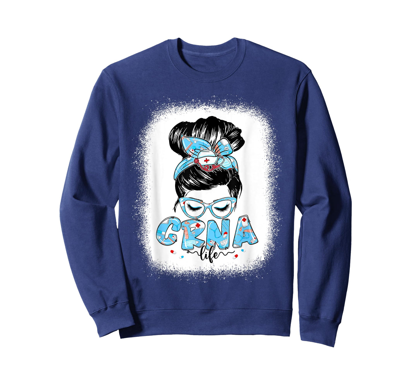 CRNA Life Messy Bun Women Glasses Cute CRNA Gifts T-Shirt
