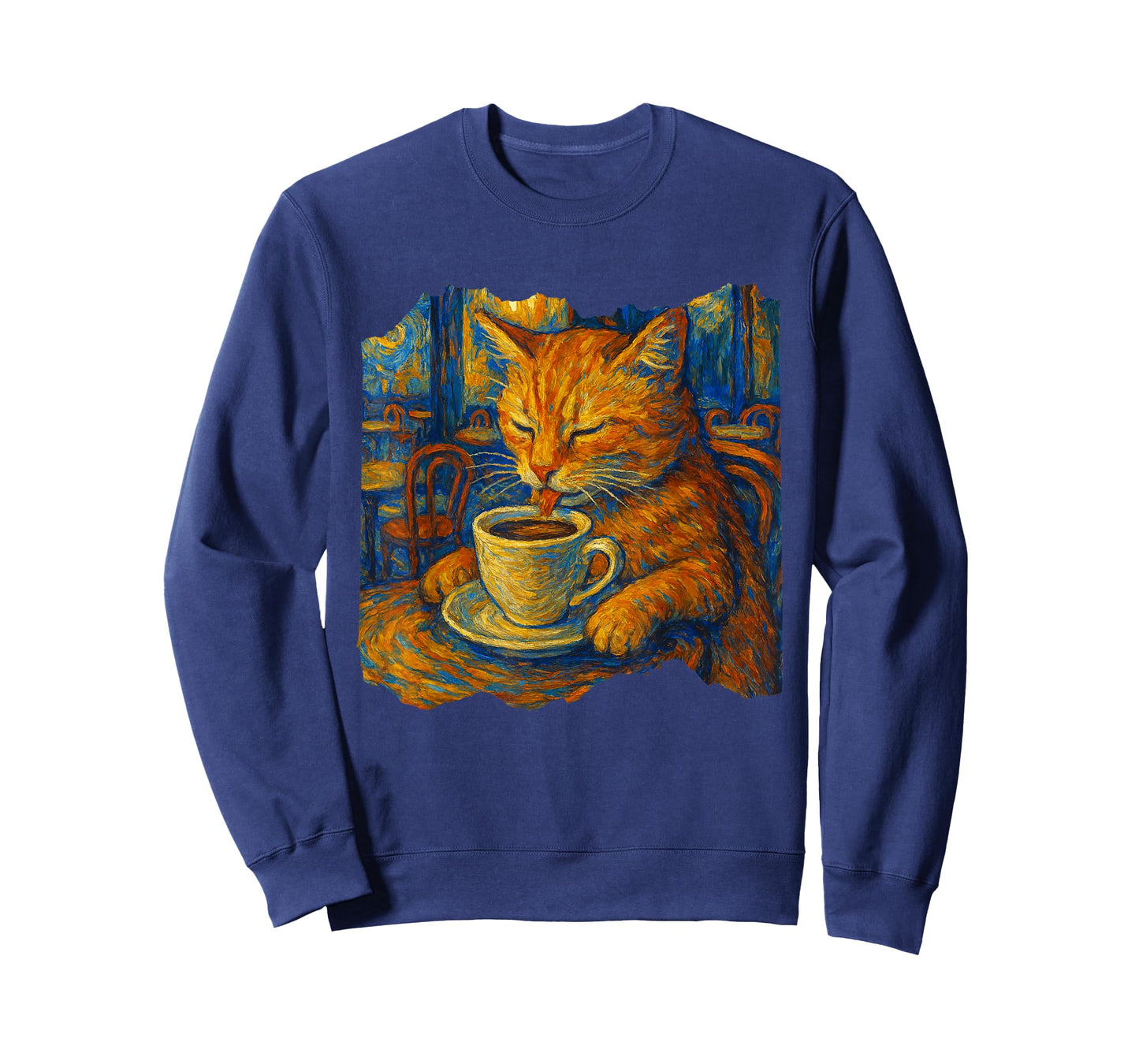 Van Gogh Cat Painting Funny Artistic Cat Coffee Lover T-Shirt