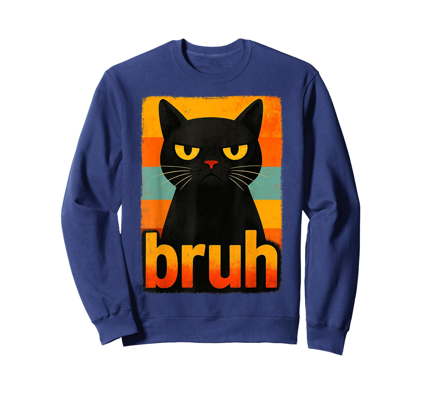 Funny Retro Bruh Black Cat Meme Graphic for Boys Girls T-Shirt