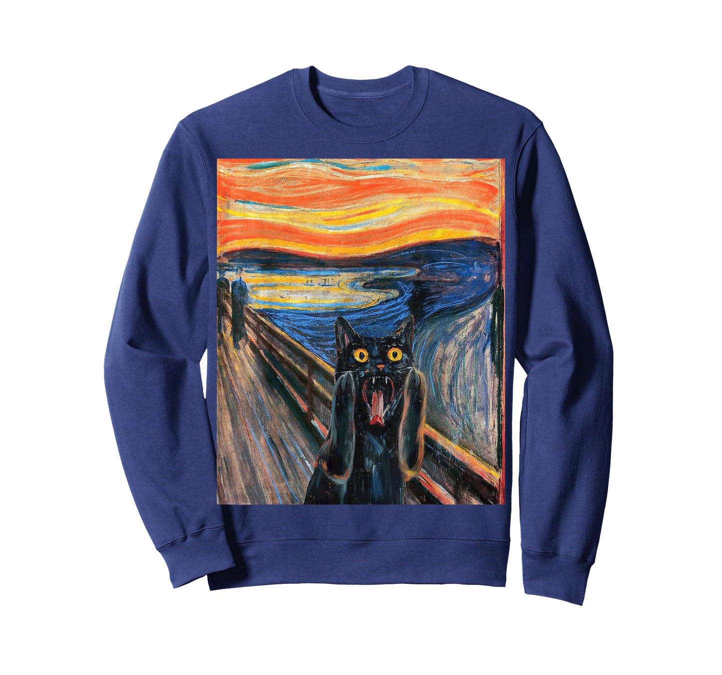 The Scream Black Cat by Munch Edvard Famous Painting Funny T-Shirt