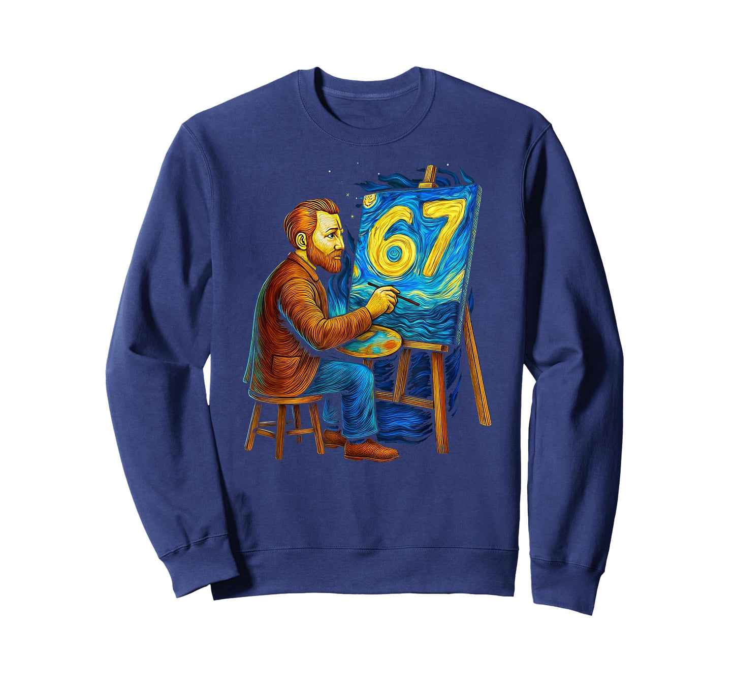 Van Gogh-Starry Night 6 7 Funny 67 Meme for Art History Fans T-Shirt