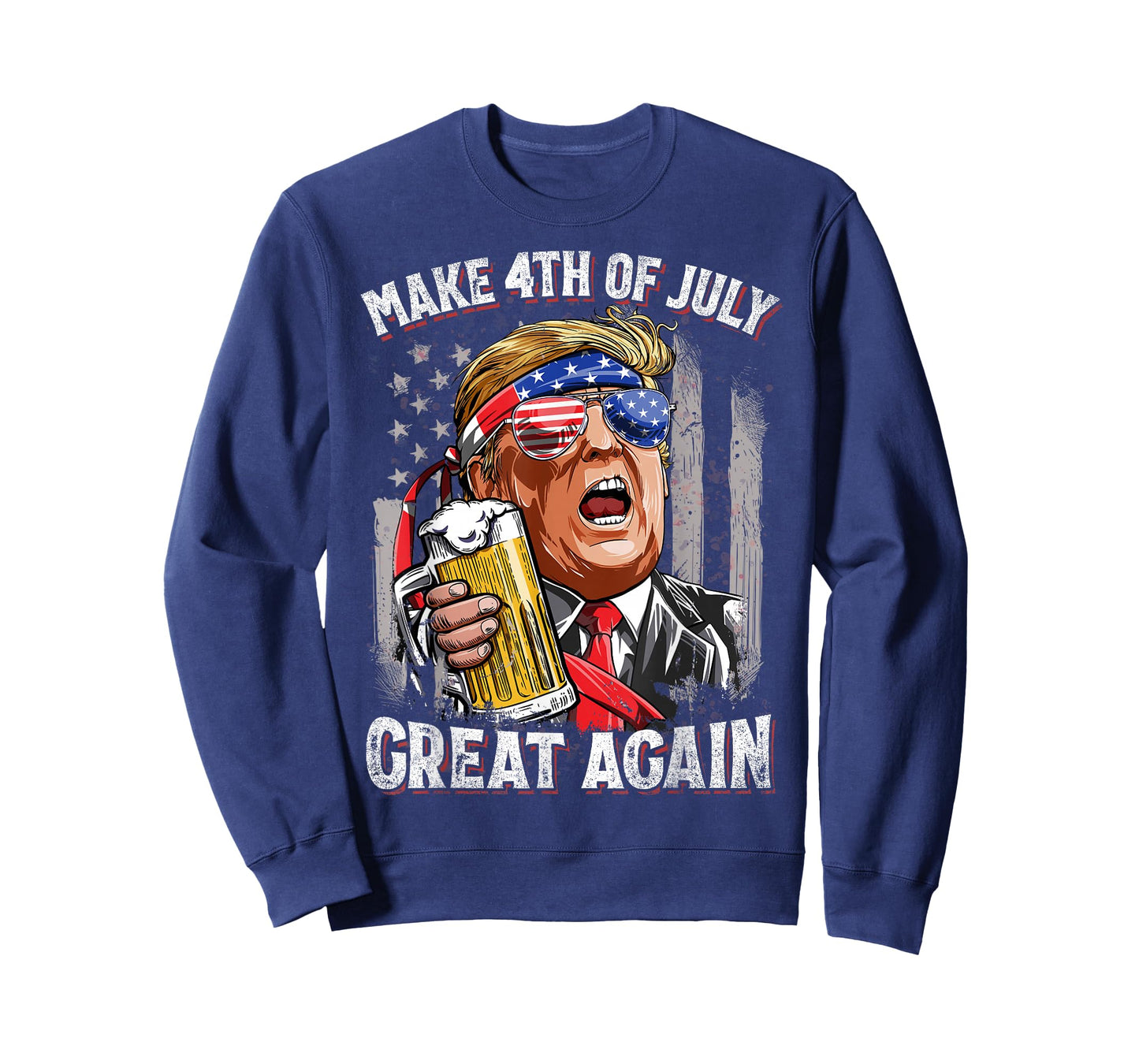 Trump Make 4th of July Great Again Men Drinking Beer Funny T-Shirt