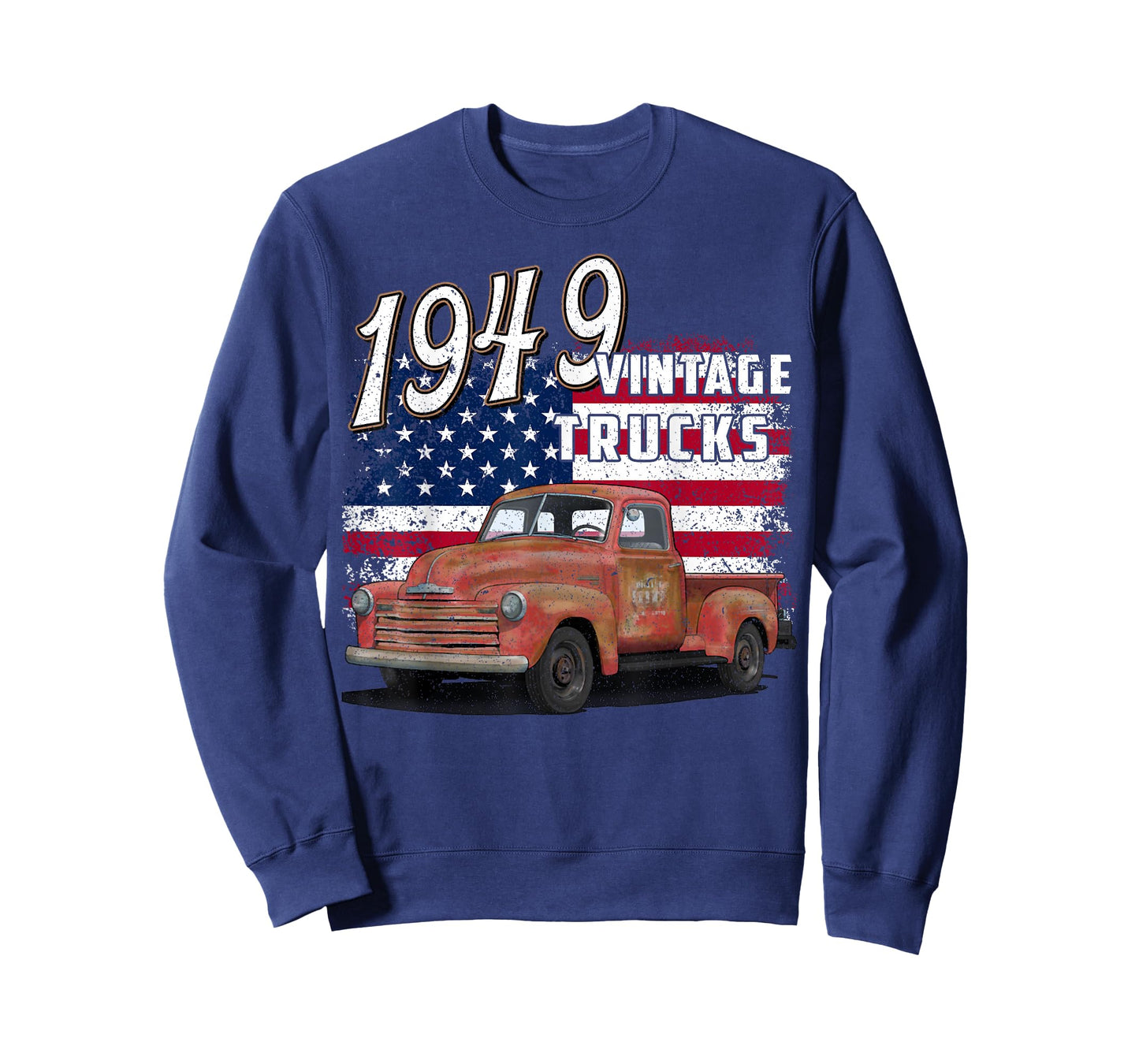 1949 49 Truck Classic Car 1940s Vintage American Flag T-Shirt