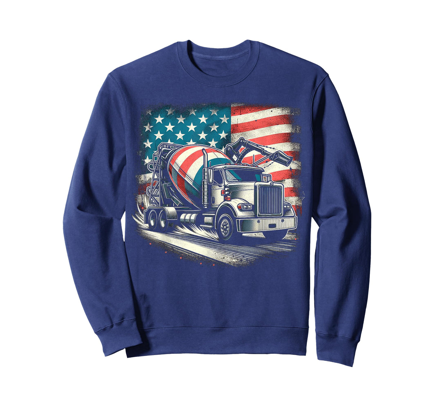 Cement Mixer Truck Construction America Flag T-Shirt