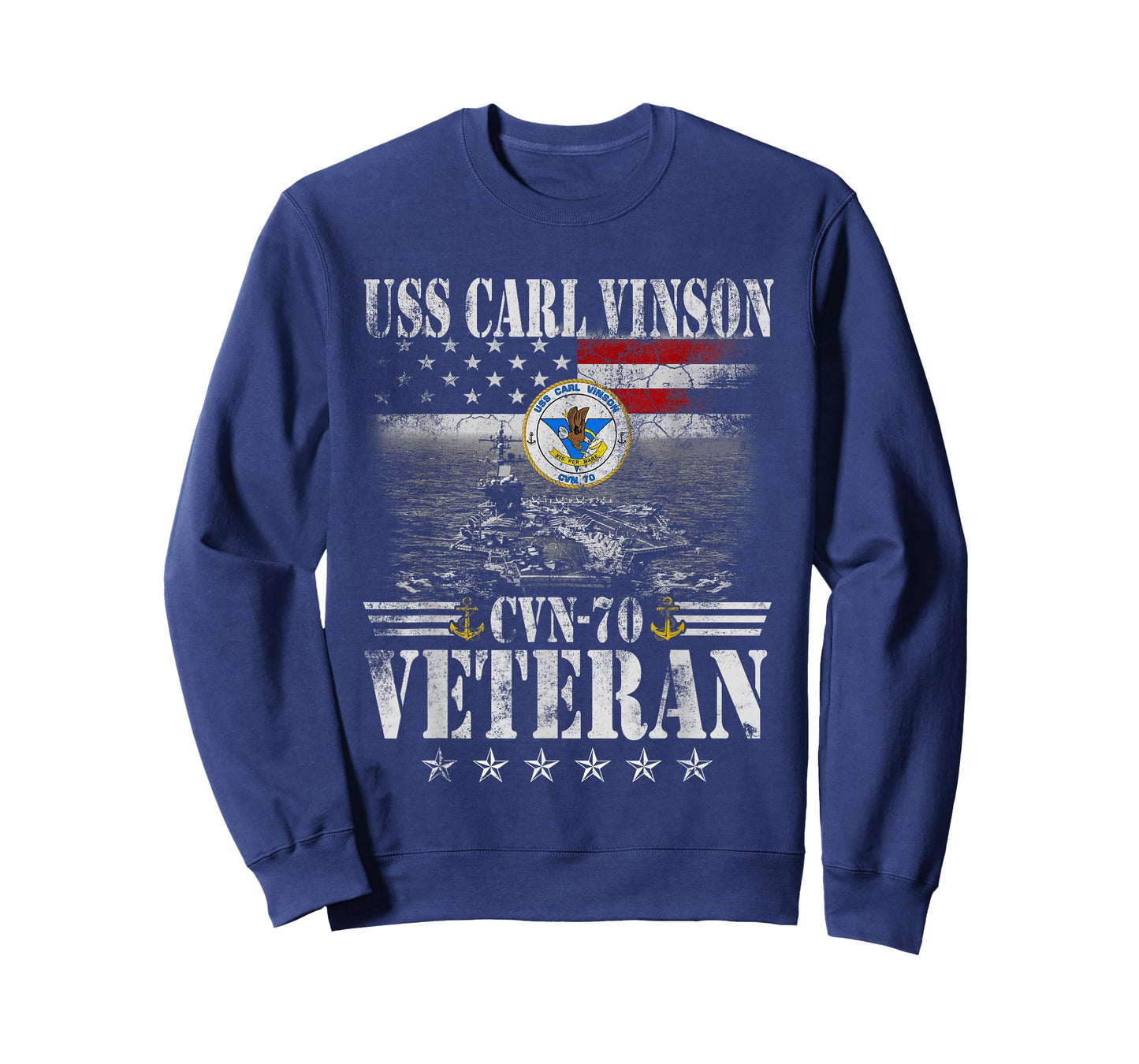 USS Carl Vinson CVN-70 Aircraft Carrier USA Flag Veteran Men T-Shirt
