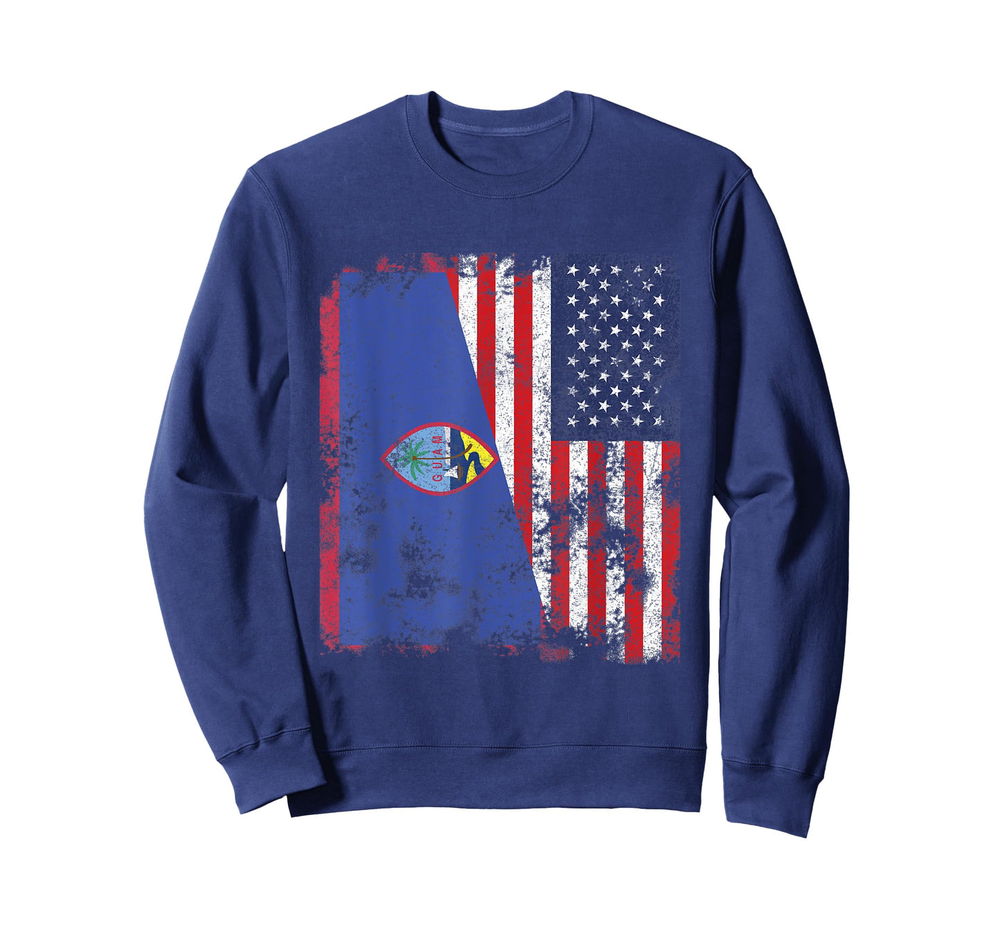 Guam USA Flag Distressed - Half American T-Shirt for Women Kids Men