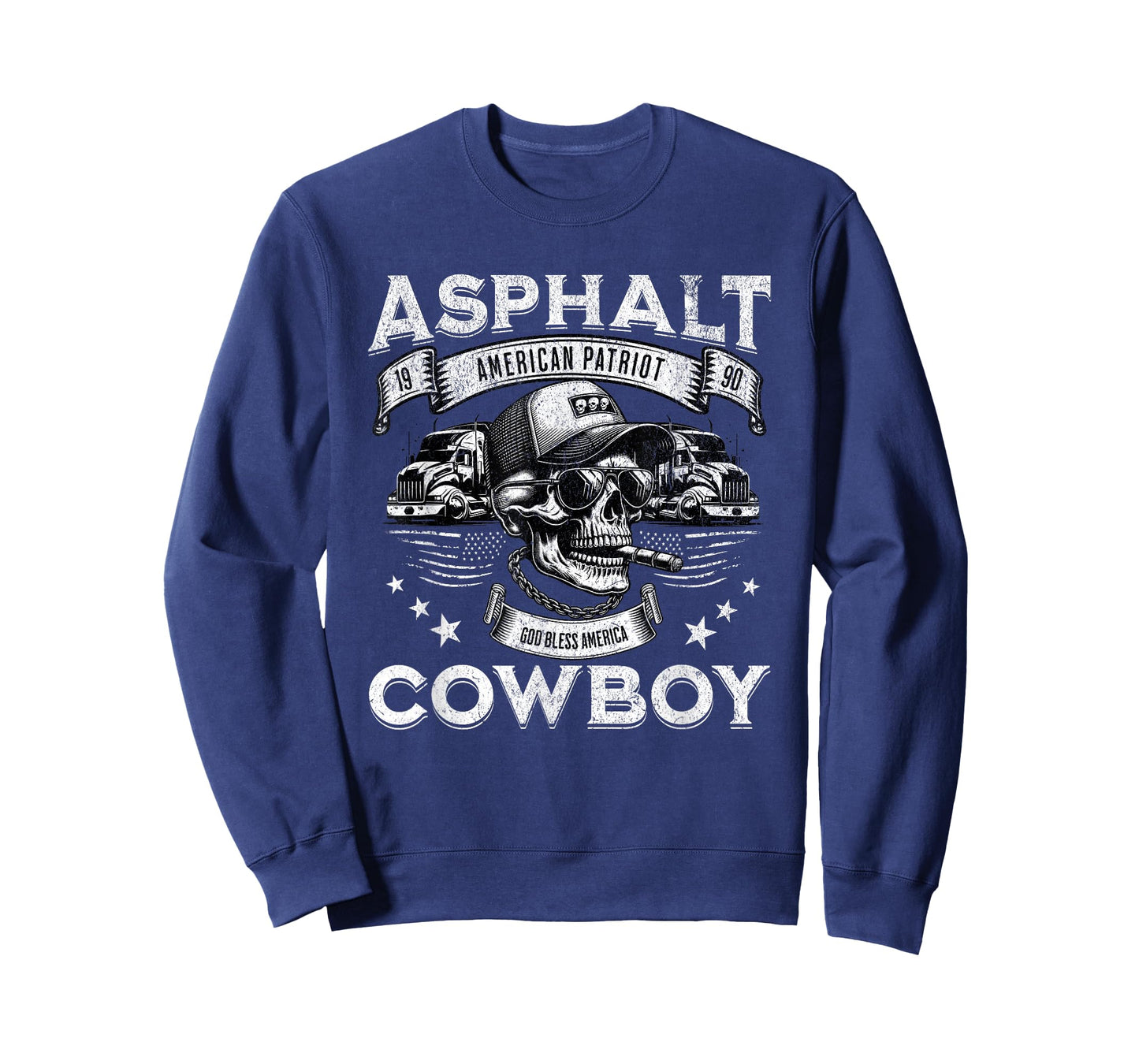 Asphalt Cowboy American Flag Truck Driver Trucker Diesel T-Shirt