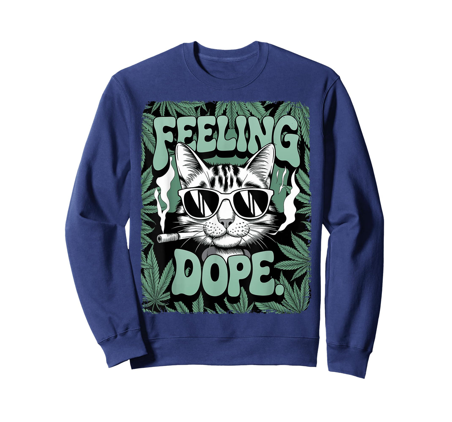 Feeling Dope Cat Weed Vintage 420 Stoner Cat Getting High T-Shirt