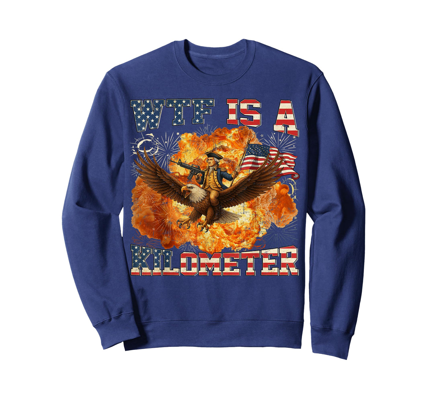 WTF Is A Kilometer Funny Patriotic American Freedom Vintage T-Shirt