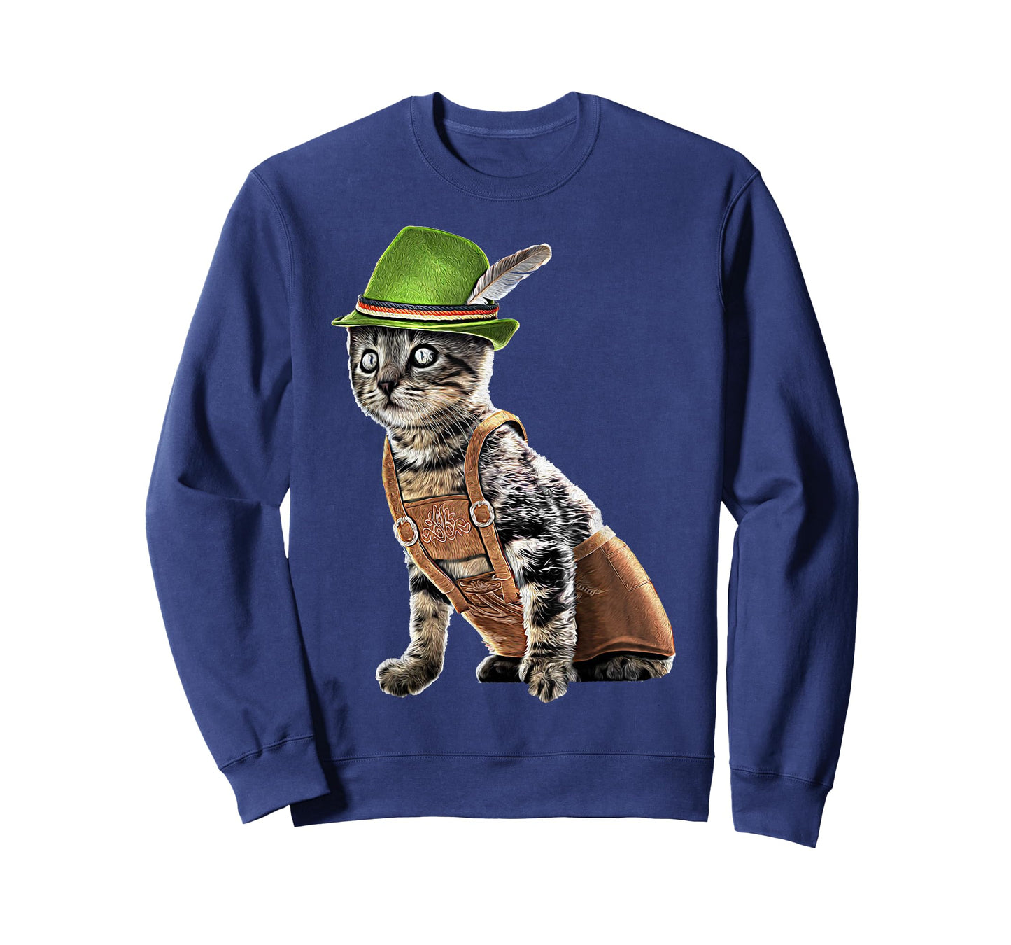 Oktoberfest Cat Bavarian Lederhosen Costume Alpine Hat Gift T-Shirt