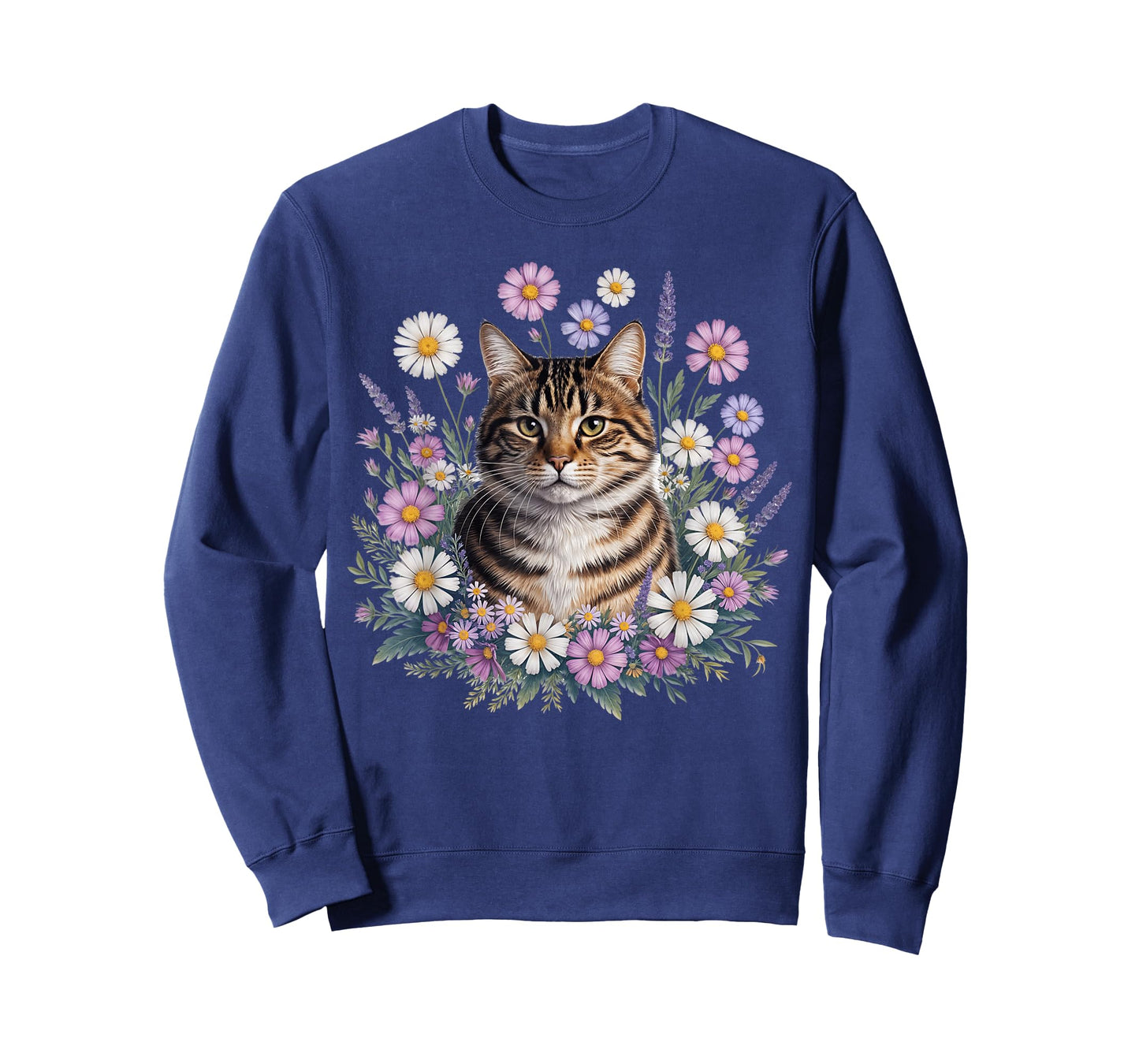 Cat Flowers Floral Cute Kitten Aesthetic Cat Lovers Garden T-Shirt
