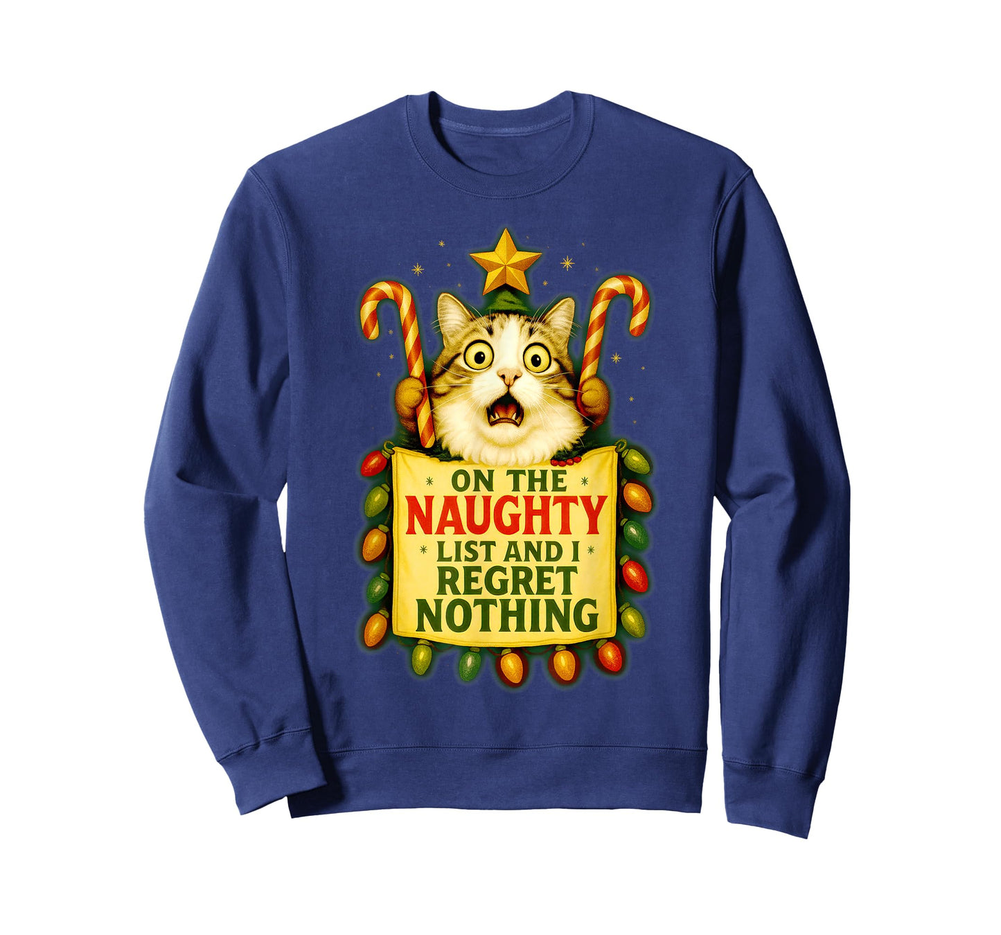 On The Naughty List I Regret Nothing Christmas Cat Lovers T-Shirt
