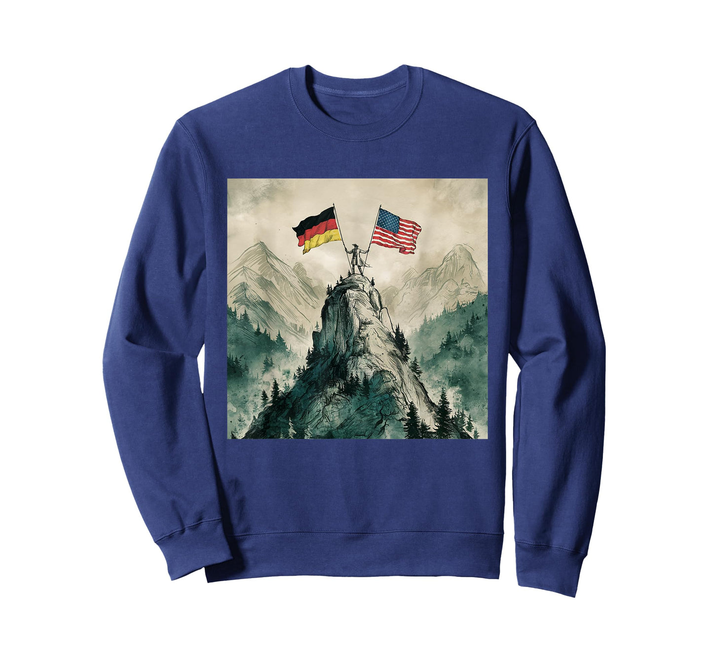 USA and Germany Flags - Historic Mountaintop Victory T-Shirt