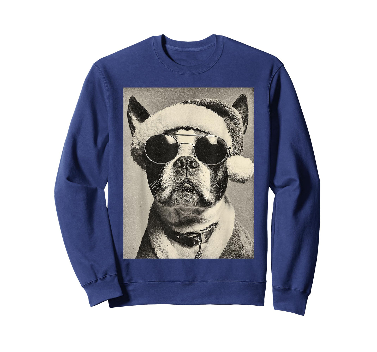Boston Terrier with Sunglasses Retro Christmas Festive Dog T-Shirt