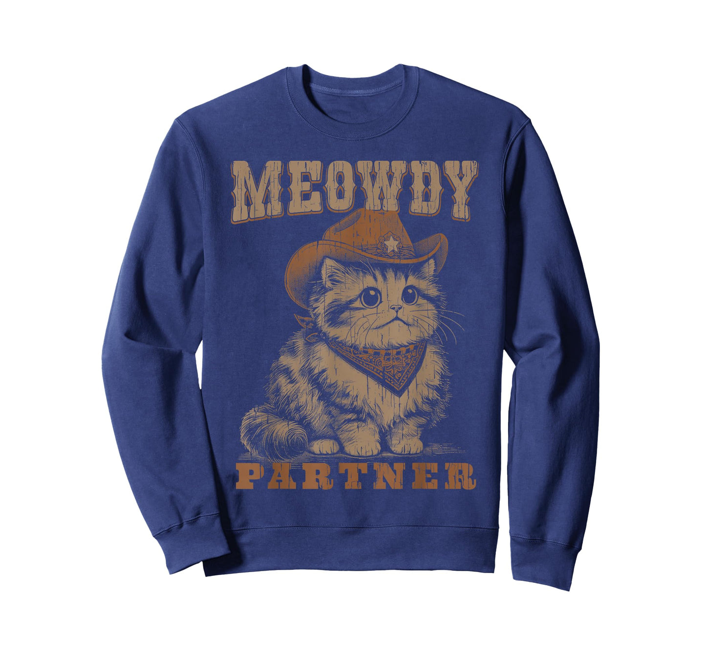 Meowdy Partner Funny Cat Cowboy Vintage Graphic T-Shirt