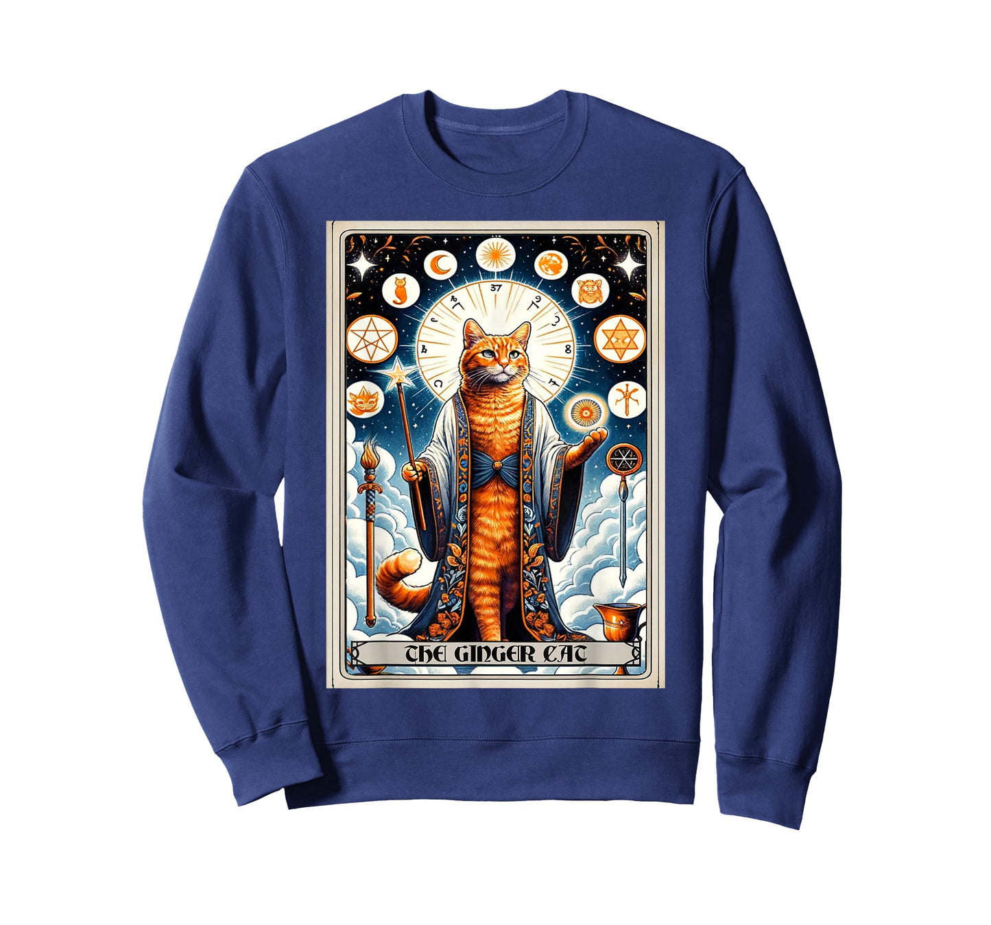 Orange The Ginger Cat Tarot Card Cat T-Shirt, Small, Black