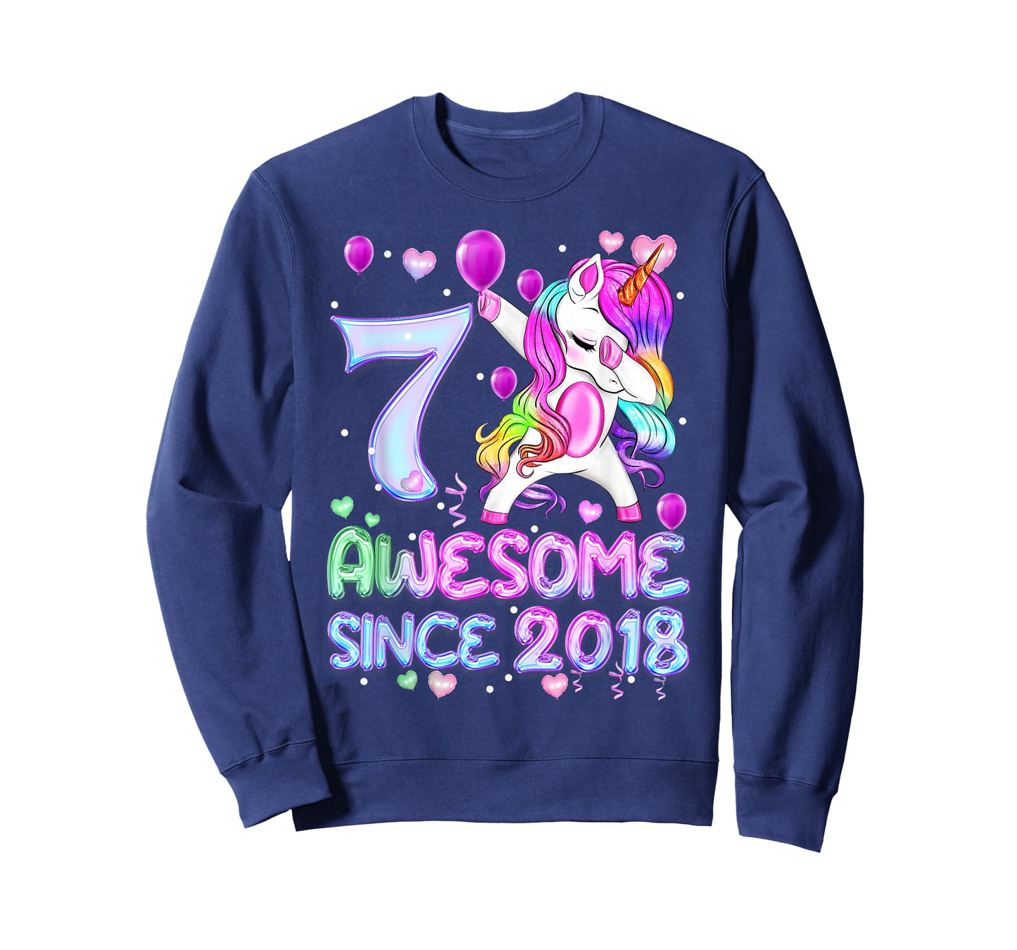 7 Years Old Unicorn Dabbing 7th Birthday Girl Unicorn T-Shirt