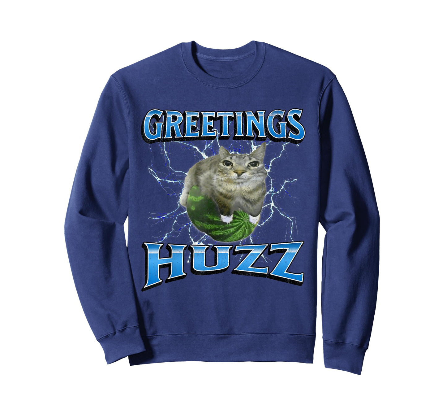 Greetings Huzz Funny Watermelon Cat Meme Bootleg Graphic T-Shirt for Men Women