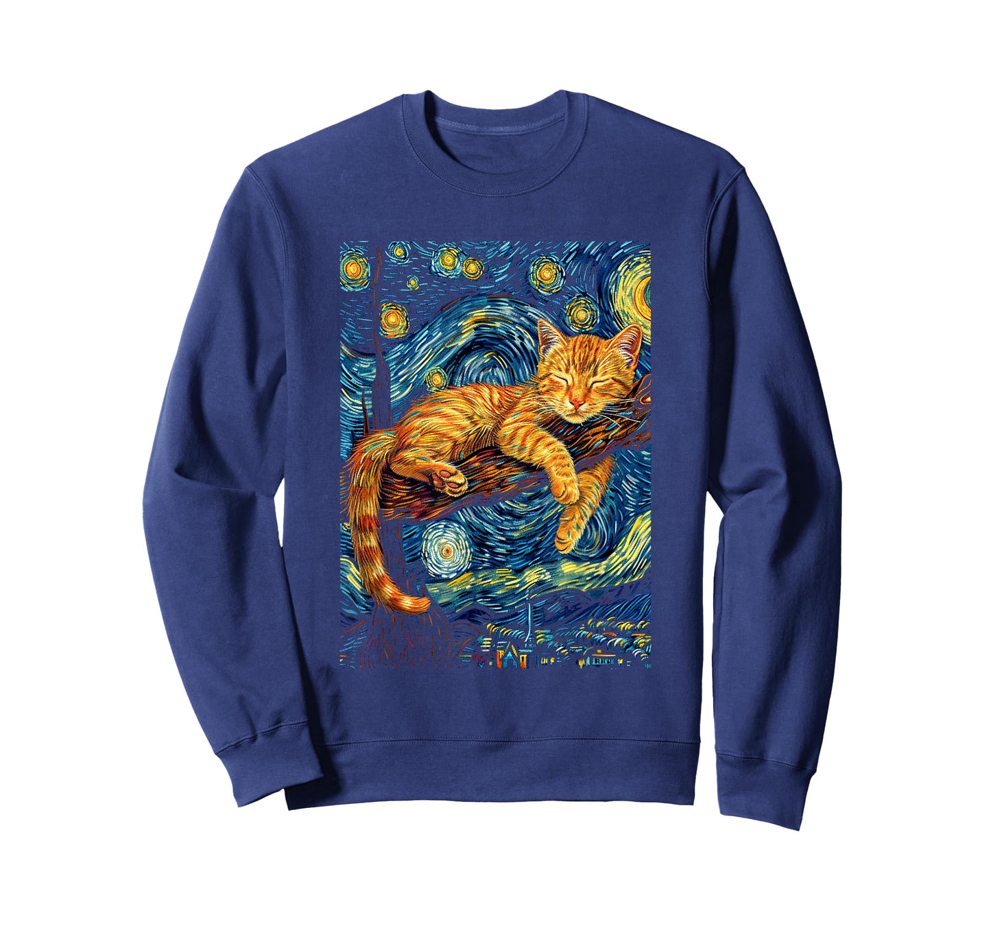 Cat Starry Night Van Gogh Cat for Cat Lover Cat Mom Cat Dad T-Shirt