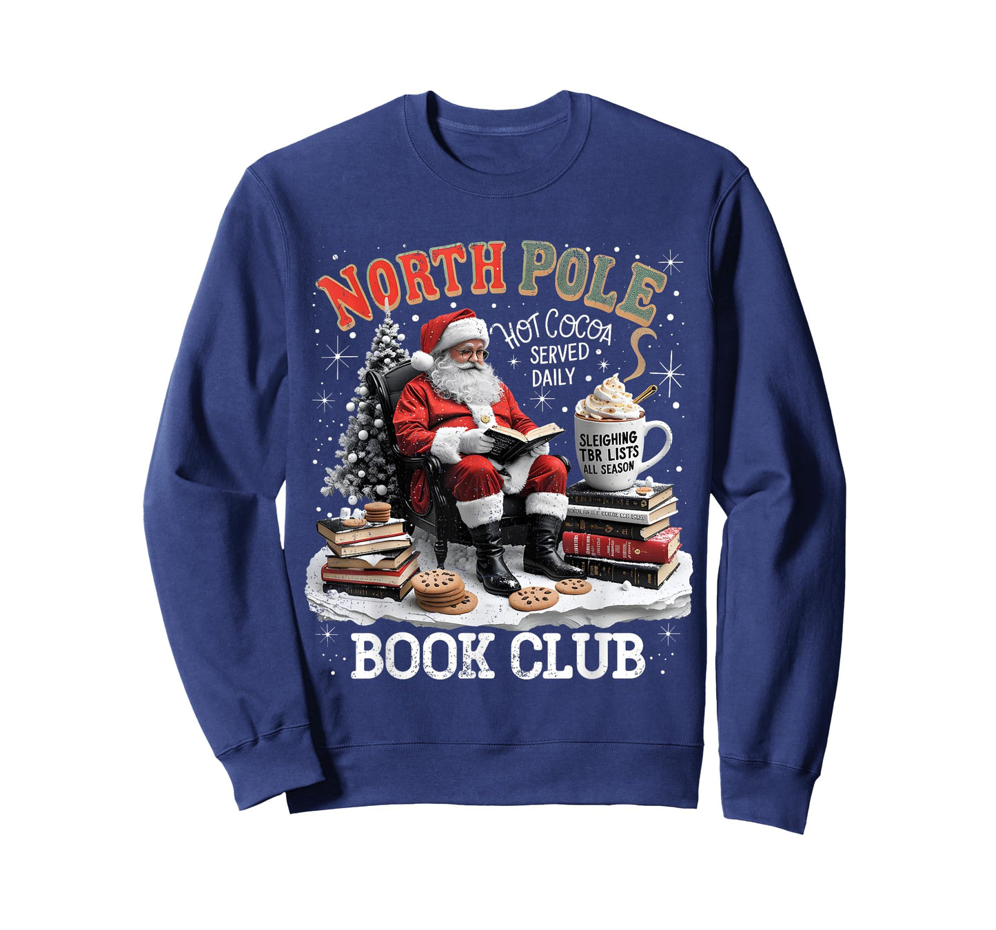 North Pole Book Club Santa Reading Christmas T-Shirt