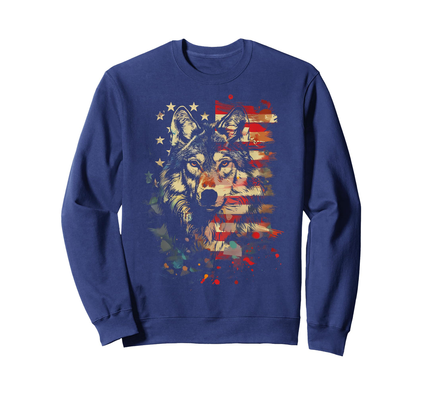 Patriotic Wolf American Flag USA Wolf Lover Vintage T-Shirt